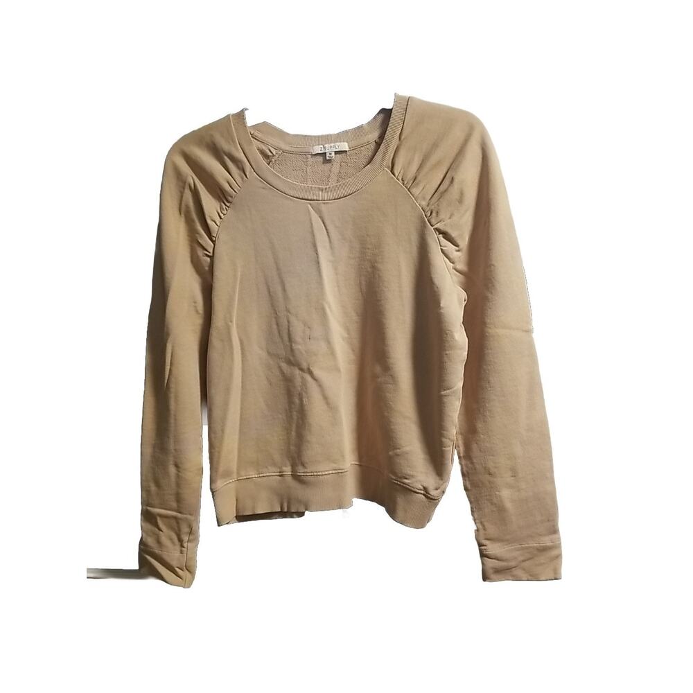 Gently Worn Z Supply Beige Puff-Sleeve Crewneck Pullover Sweatshirt Medium